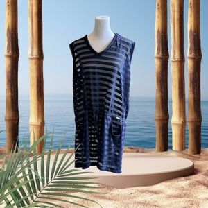 Calvin Klein Women’s Navy Blue Mesh Beach Cover Up